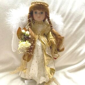 Collector's‎ Choice Veronica Porcelain Angel Doll COA Wings Gold Dress 16"